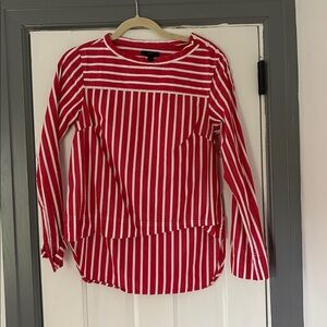 Red and White Striped Long Sleeve Top - jcrew